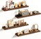 2Pcs Small Brown Solid Wood Floating Shelves Wall Storage Rack with Ledges Books